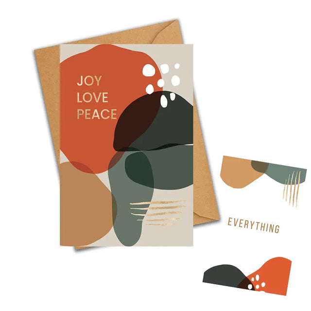 Joy, Love Peace Greeting Card (Sand)
